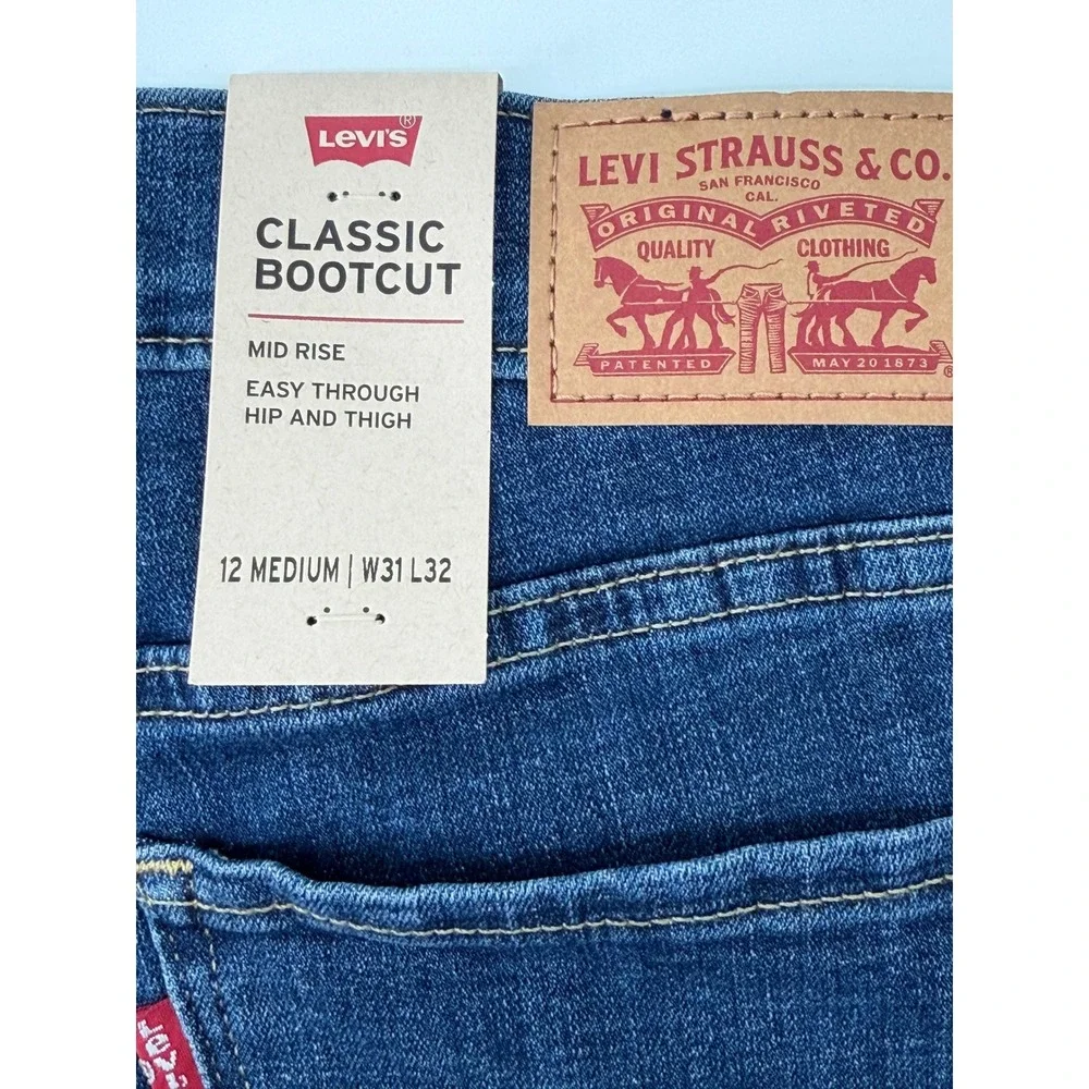 Levis Classic Bootcut Jeans Womens 12 Medium W31 L32 Hypersoft Blue Mid Rise NEW